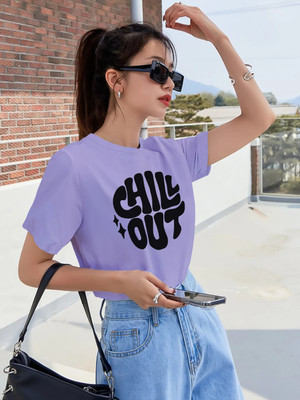THE DRY STATE Graphic Print Women Round Neck Purple T-Shirt