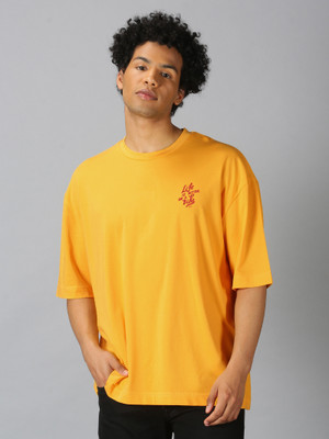Roadster Graphic Print Men Crew Neck Yellow T-Shirt