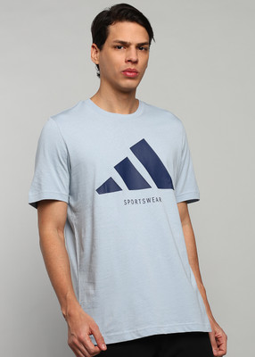 ADIDAS Graphic Print Men Round Neck Blue T-Shirt