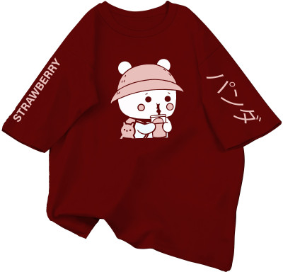INFIRAX Graphic Print Women Round Neck Maroon T-Shirt