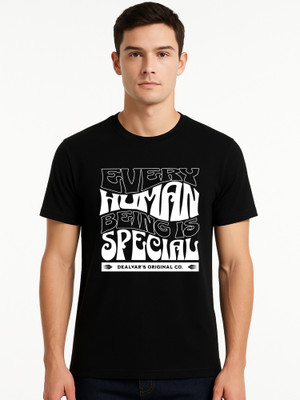 Dealvars Printed Men Round Neck Black T-Shirt