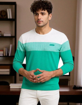 Autna Printed Men Round Neck Green T-Shirt