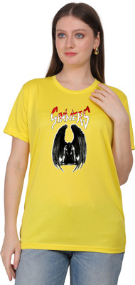 Atharva Trends Graphic Print Women Round Neck Yellow T-Shirt