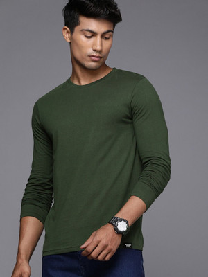 RULEDBYSUN Solid Men Round Neck Green T-Shirt