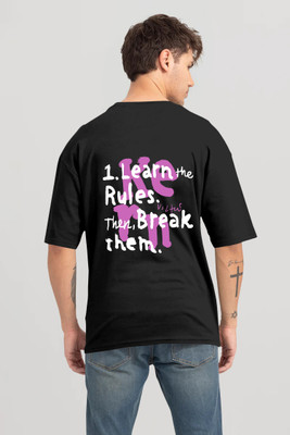 Trend Twist Typography Men Round Neck Black T-Shirt