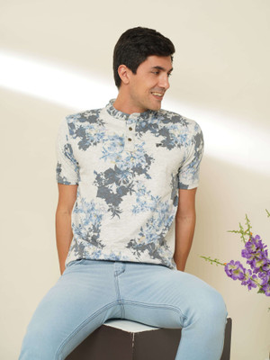 Estilocus Solid Men Henley Neck Multicolor T-Shirt