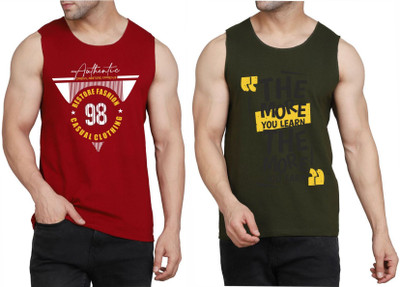 Restore Printed Men Round Neck Maroon, Dark Green, Multicolor T-Shirt