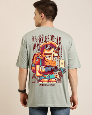 Clickwell Trend Printed, Typography Men Round Neck Grey T-Shirt