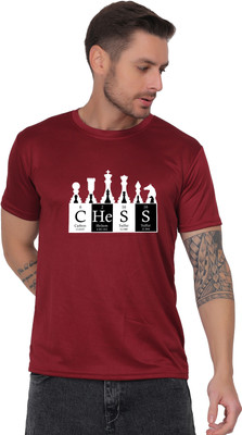 EKTABAZAR Printed Men Round Neck Maroon T-Shirt