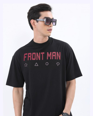 ROYAL STANCE X SQUID GAME Graphic Print Men Round Neck Black T-Shirt