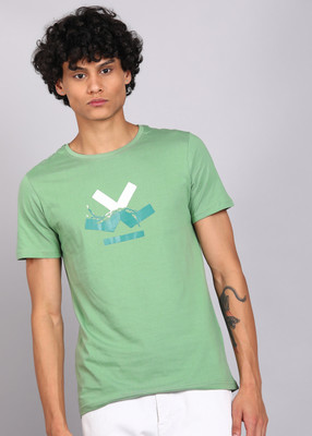 WROGN Printed Men Round Neck Green T-Shirt