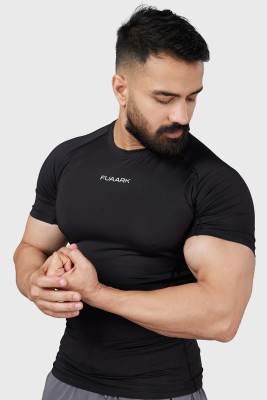 FuaarK Self Design Men Round Neck Black T-Shirt
