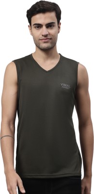 VIMAL JONNEY Solid Men V Neck Black T-Shirt