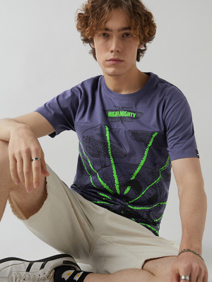 BEWAKOOF Graphic Print Men Round Neck Blue T-Shirt