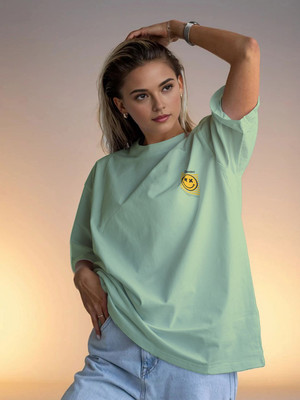 Moda Rapido Solid Women Round Neck Green T-Shirt