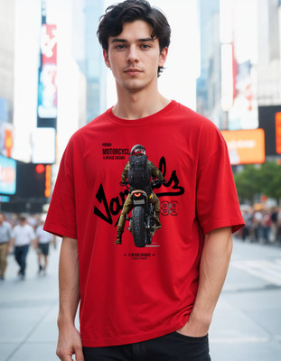 Smartees Printed Men Round Neck Red T-Shirt