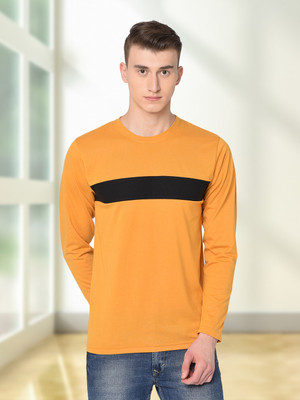 UNICUS APPAREL Colorblock Men Round Neck Yellow T-Shirt