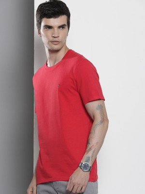 TOMMY HILFIGER Solid Men Crew Neck Red T-Shirt