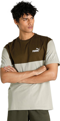 PUMA Solid Men Crew Neck Beige T-Shirt