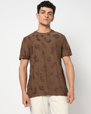 Blue Buddha Printed Men Round Neck Brown T-Shirt