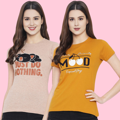 METRONAUT Printed Women Round Neck Multicolor T-Shirt