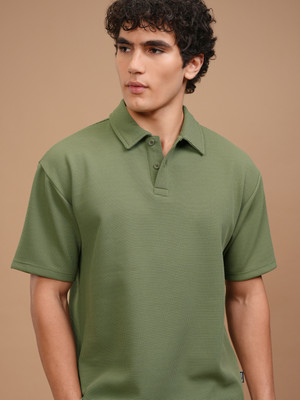 HIGHLANDER Printed Men Polo Neck Green T-Shirt