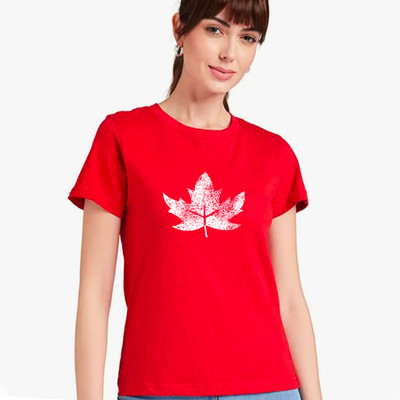 Nilan Tees Wear Printed Women Round Neck Red T-Shirt