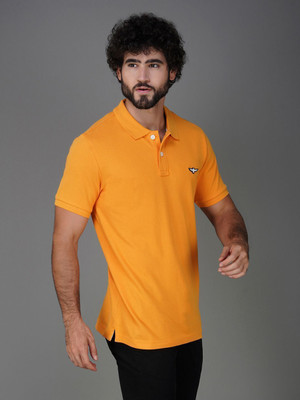 Zvezda Solid Men Polo Neck Yellow T-Shirt