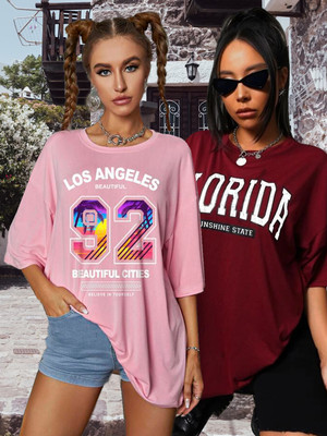 SYDNEY HILLS Printed Women Round Neck Multicolor T-Shirt