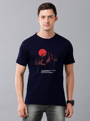 Moda Rapido Printed Men Round Neck Blue T-Shirt