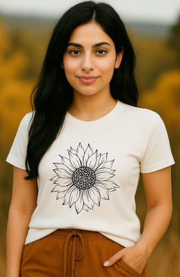 Attiirea Graphic Print Women Round Neck White T-Shirt