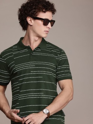 French Connection Printed Men Polo Neck Green T-Shirt