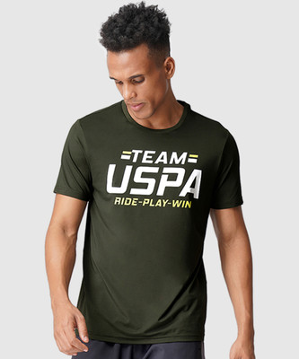 U.S. POLO ASSN. Solid Men Round Neck Green T-Shirt