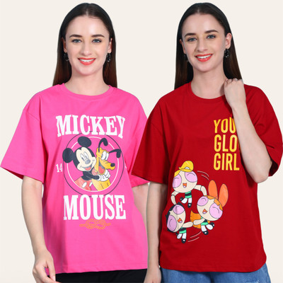 DreamBe Printed Women Round Neck Multicolor T-Shirt