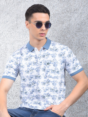 CRIMSOUNE CLUB Floral Print Men Polo Neck Green T-Shirt