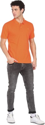 FLYING MACHINE Solid Men Polo Neck Orange T-Shirt