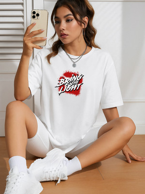 SZN Printed Women Round Neck White T-Shirt