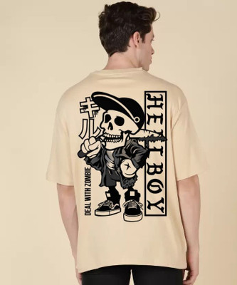 Clickwell Trend Typography, Printed Men Round Neck Beige T-Shirt