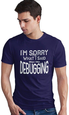 DUDEME Printed Men Round Neck Blue T-Shirt