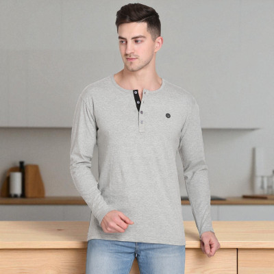 FARICON Solid Men Round Neck Grey T-Shirt