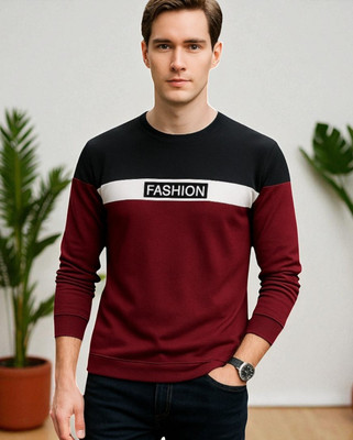 Teezler Printed Men Round Neck Maroon T-Shirt
