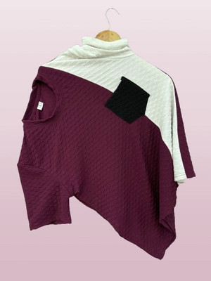 TANNU FAB Self Design Men Round Neck Purple T-Shirt