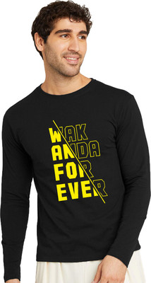 RULEDBYSUN Printed Men Round Neck Black T-Shirt