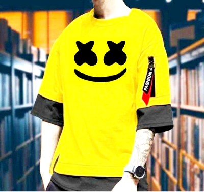 SAHAL FASHION Solid Men Round Neck Yellow T-Shirt