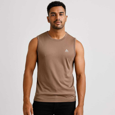 yashoda Washed Men Round Neck Reversible Brown T-Shirt