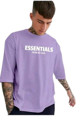 kasakclothing Printed, Typography Men Round Neck Purple T-Shirt