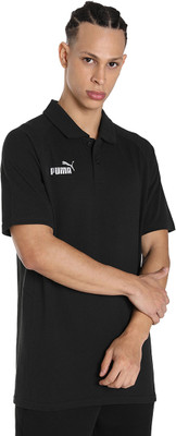 PUMA Solid Men Peter Pan Collar Black T-Shirt
