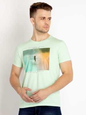 Status Quo Graphic Print, Typography Men Round Neck Green T-Shirt