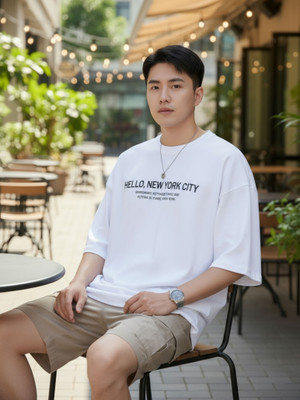 FLYIND VOGUE OUTFIT Printed Men Round Neck White T-Shirt