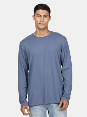 JOCKEY Solid Men Round Neck Light Blue T-Shirt